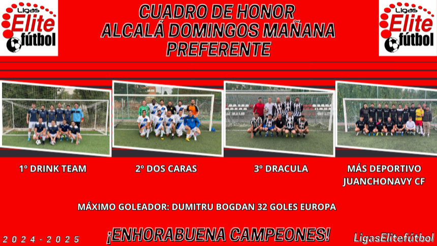 CUADRO DE HONOR. ALCALÁ DOMINGOS MAÑANA PREFERENTE